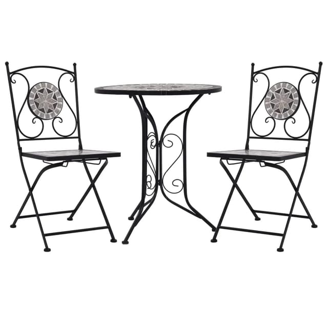 vidaXL 3-Tlg Bistro-Set Mosaik Keramik Grau 279690