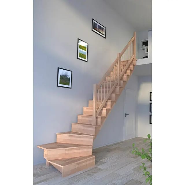 Treppe Lindos Buche Gewendelt Rechts Setzstufen 100 cm Holz-Design-Geländer FSC®