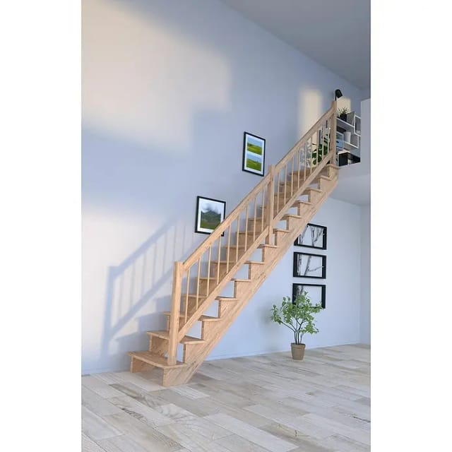 Treppe Lindos Eiche Gerade 100 cm Holz-Design-Geländer FSC®