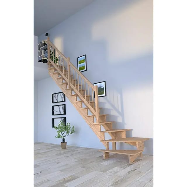 Treppe Lindos Eiche Gewendelt Links 80 cm Holz-Design-Geländer FSC®