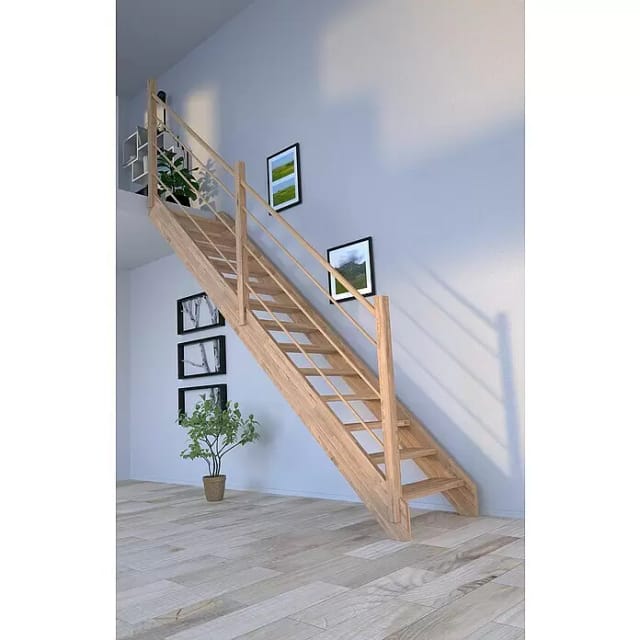 Treppe Mykonos Eiche Gerade Holz-Design-Geländer Links FSC®