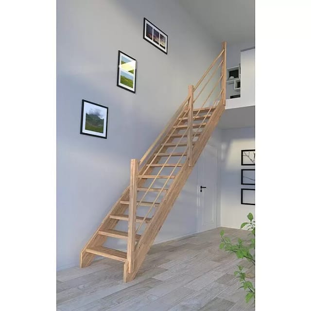 Treppe Mykonos Eiche Gerade Holz-Design-Geländer Rechts FSC®