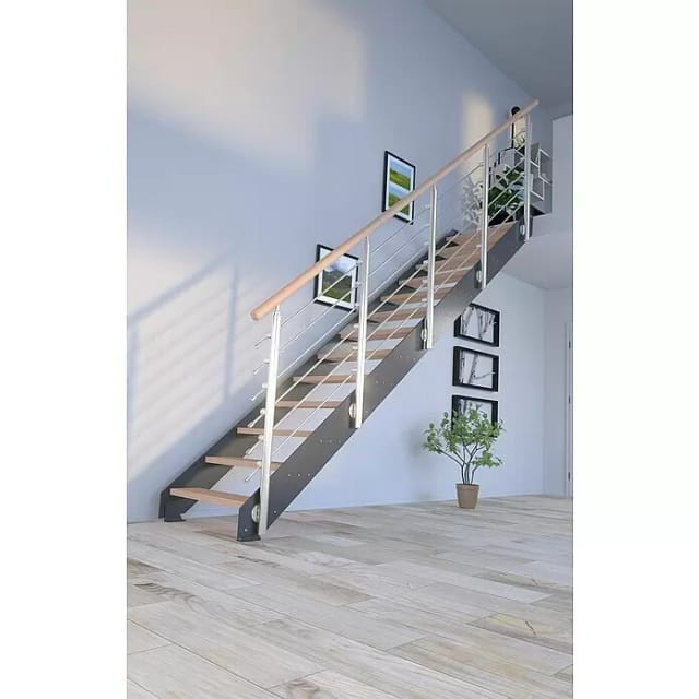 Treppe Kos 13 Stufen Buche Geölt 87 cm Design-Geländer Anthrazit FSC®