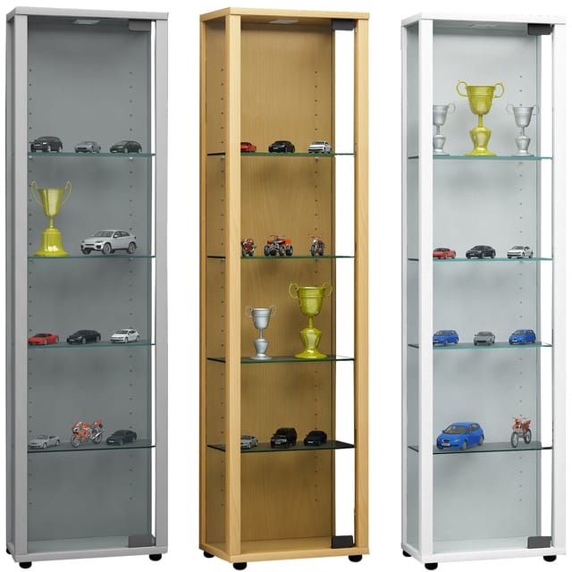 ebuy24 Edana Mini Vitrinenschrank 1 Glastür Glasvitrine mit 4 Glasböden Weiß
