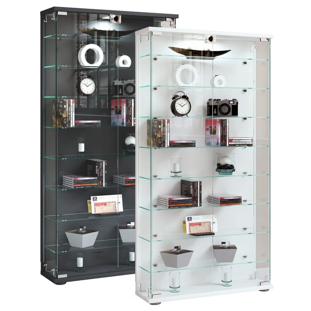 ebuy24 StelasL Vitrinenschrank 2 Türen Weiß