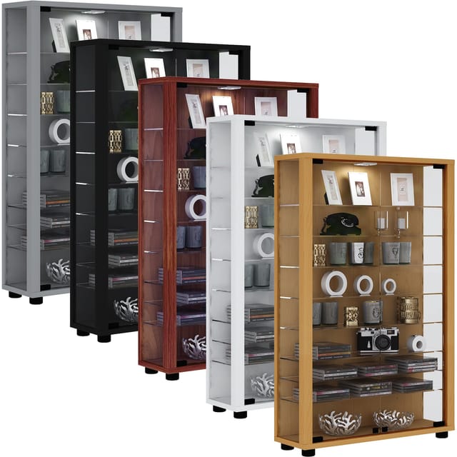 ebuy24 LumoMini Vitrinenschrank 2 Glastüren Weiß