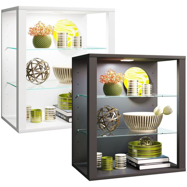 ebuy24 GlasolSW Vitrinenschrank Wandhängend Anthrazit