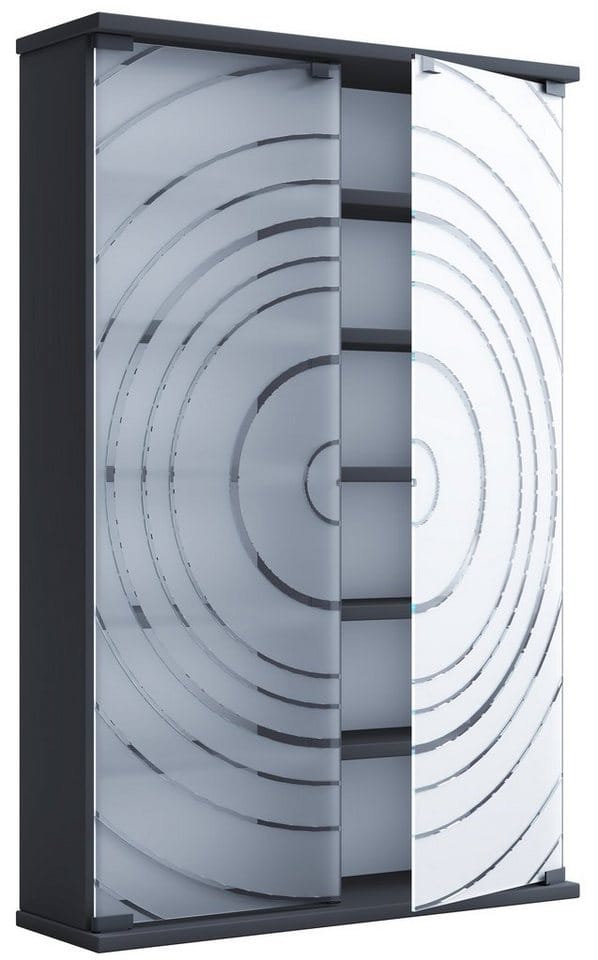 ebuy24 TilanoL Vitrinenschrank CD DVD 6 Ablagen 2 Türen Anthrazit