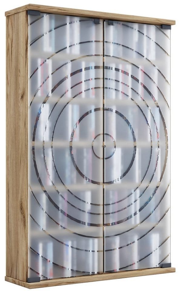 ebuy24 TilanoL Vitrinenschrank CD DVD 6 Ablagen 2 Türen Eiche Dekor