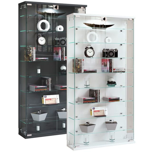 ebuy24 RelasL Vitrinenschrank Wandhängend 2 Türen Anthrazit
