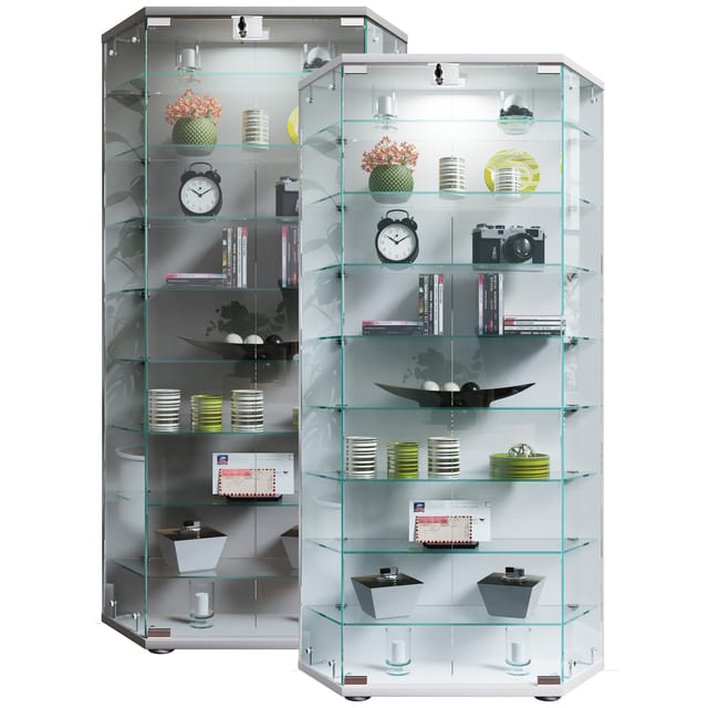 ebuy24 CenilaXL Vitrinenschrank 2 Türen Silberfarben