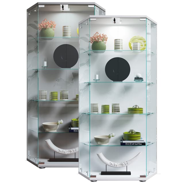 ebuy24 CenilaL Vitrinenschrank 2 Türen Weiß