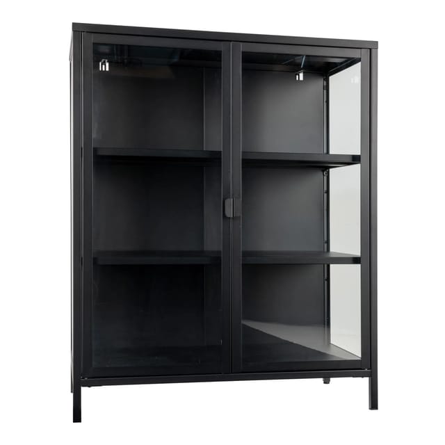 ebuy24 Brisbane Vitrinenschrank Höhe 1015 cm Schwarz