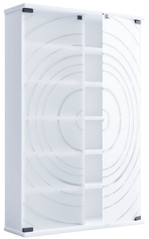 ebuy24 TilanoL Vitrinenschrank CD DVD 6 Ablagen 2 Türen Weiß