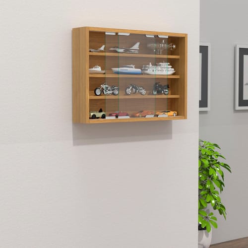 ebuy24 AgisaM Glasvitrinen Wandhängend 2 Schiebetüren Buche Dekor