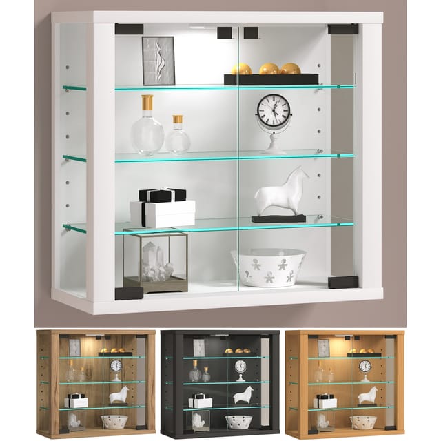 ebuy24 VitrosaS Vitrinenschrank Wandhängend 2 Türen Buche