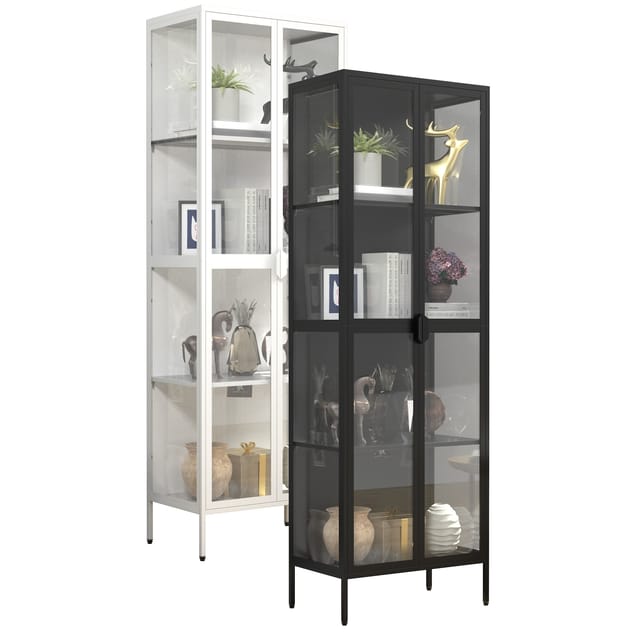 ebuy24 FlokaXXL Vitrinenschrank 2 Türen Weiß