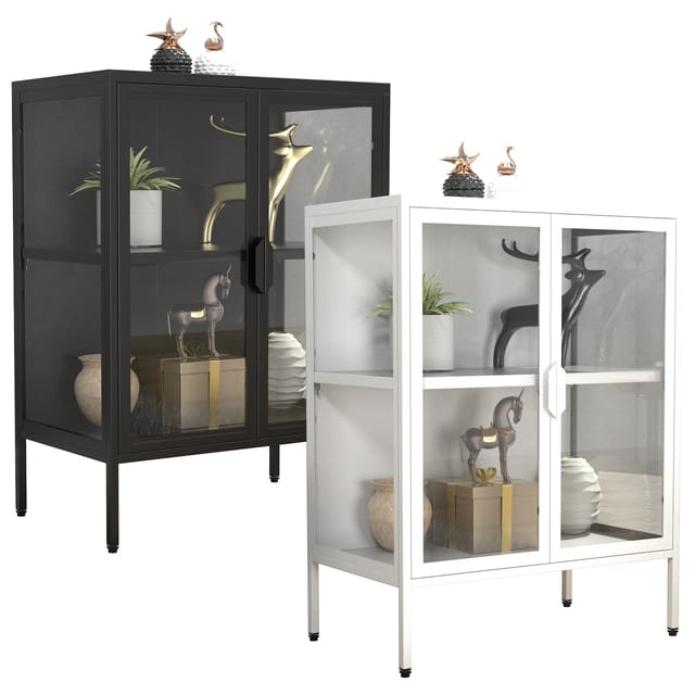 ebuy24 FlokaS Vitrinenschrank 2 Türen Schwarz