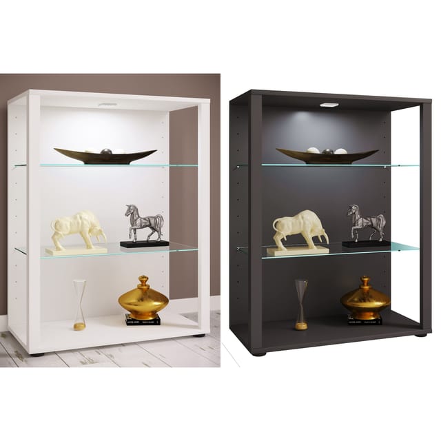 ebuy24 GlasolXL Vitrinenschrank 3 Ablagen Weiß