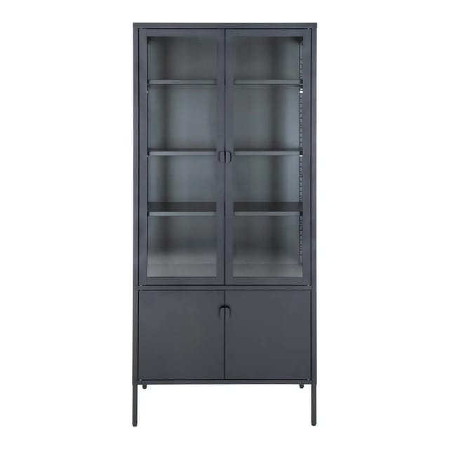 ebuy24 Brisbane Vitrinenschrank 4 Türen Schwarz