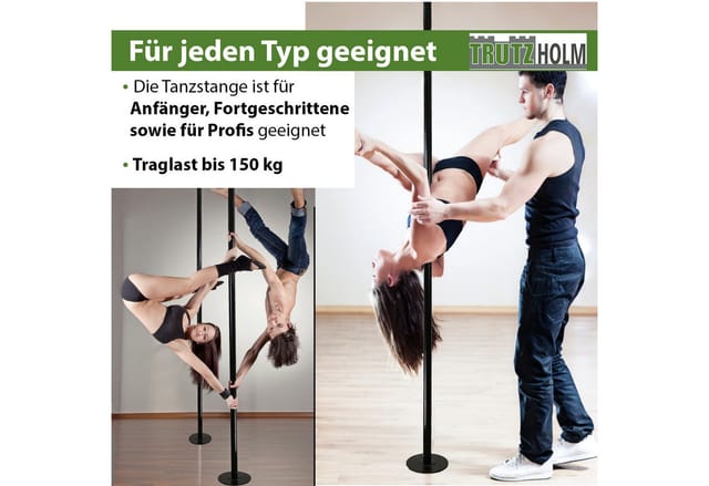 TRUTZHOLM Tanzstange 231 Bis 274cm Durchmesser 45mm Ohne Bohren Schwarz