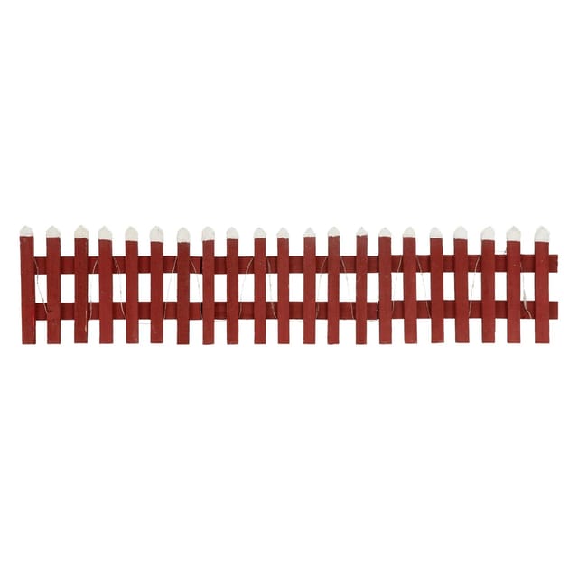 ECD Germany Deko Holz Zaun mit LED in Rot 90 x 21 cm Batteriebetrieben Mini Zaun