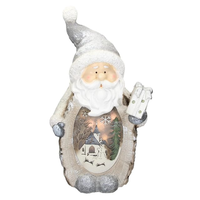 ECD Germany Weihnachtsmann Deko Figur mit LED Beleuchtung 52cm Warmweiß Weiß