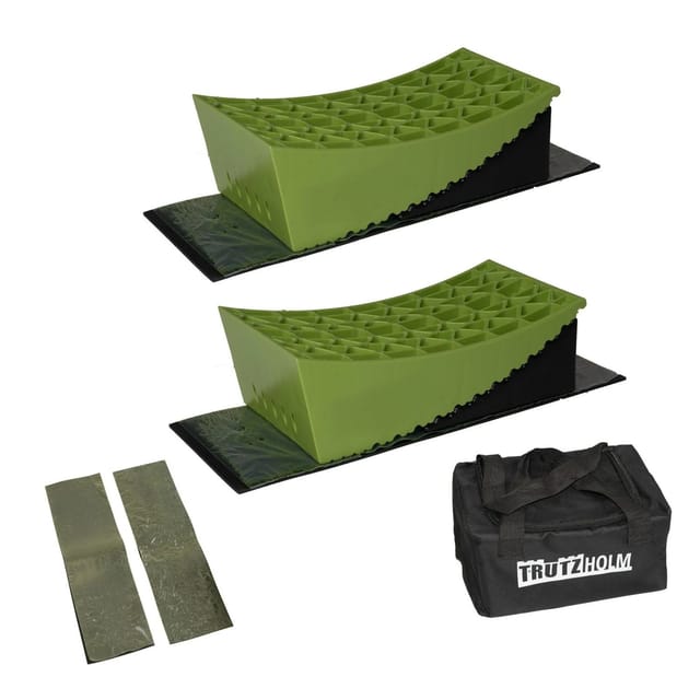 TRUTZHOLM 2x Ausgleichsrampe mit Unterlegmatte 13,5t 32x15x11 19x15x8 cm