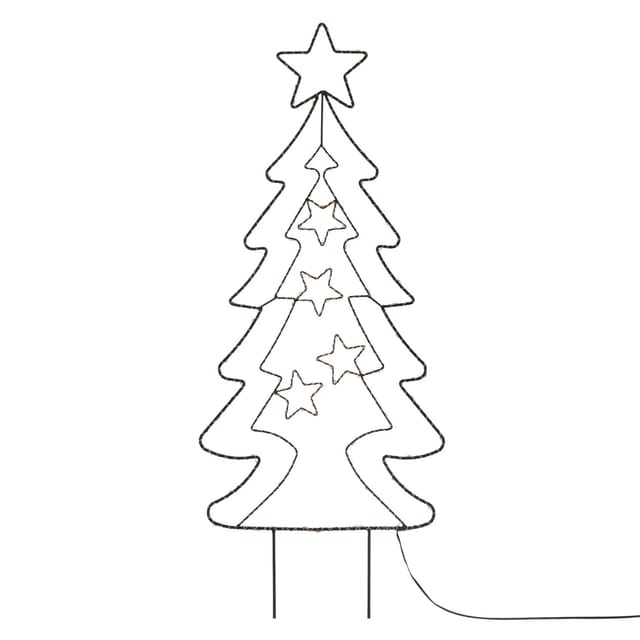 ECD Germany LED Gartenstecker Weihnachtsbaum 87cm 90 LEDs Warmweiß 6 Std Timer
