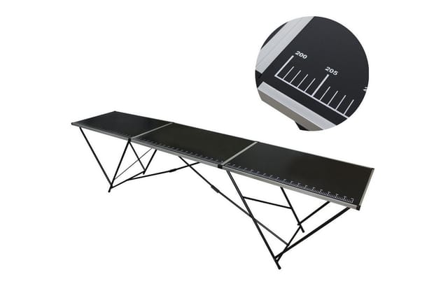 TRUTZHOLM Tapeziertisch Alu Flohmarkttisch 300x60 cm Klappbar mit Messskala