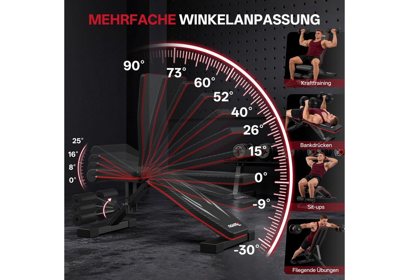 Hantelbank - Pasyou - Pa350 - Schwarz - Bis Zu 10 Kg - Professionelle Bank Bild 4