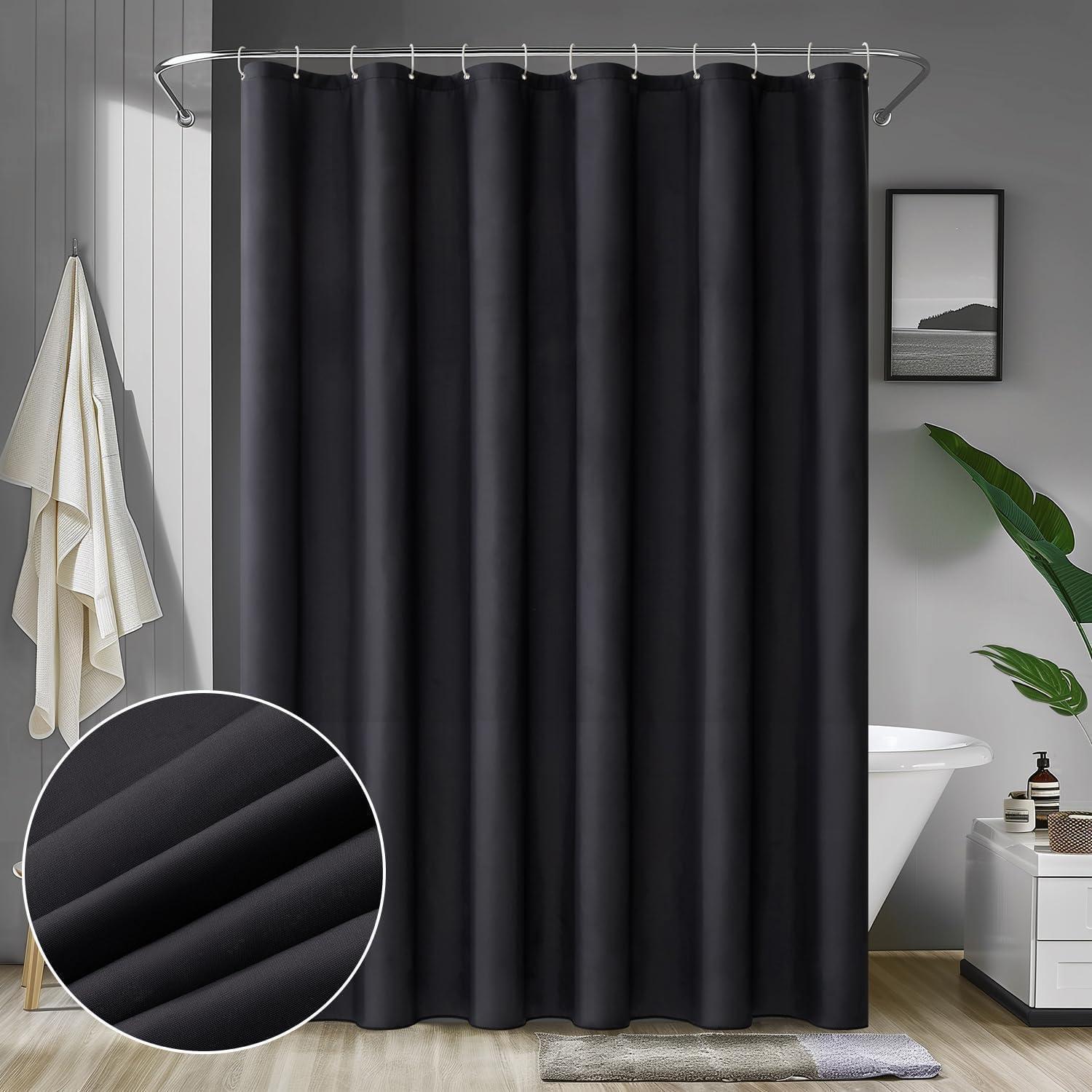 Miulee Duschvorhang Schwarz 180x180cm Wasserdicht Anti-schimmel Textil Waschbar