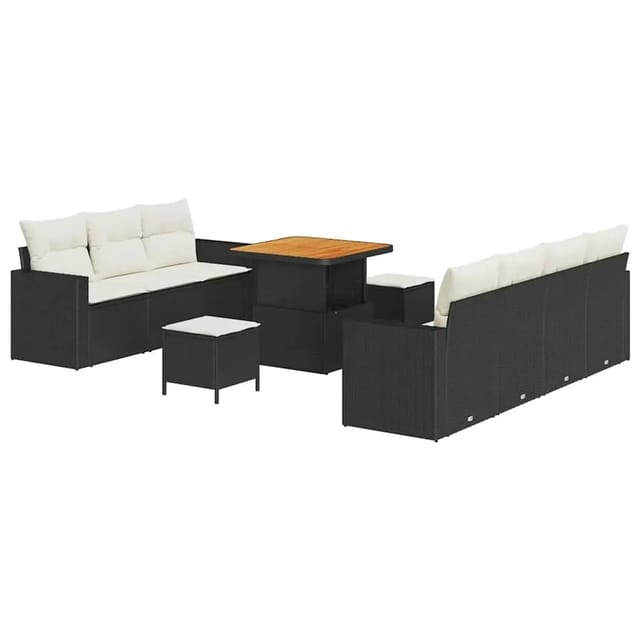 vidaXL Garten-Sofa-Set 10-Tlg Schwarz Poly Rattan 3361575