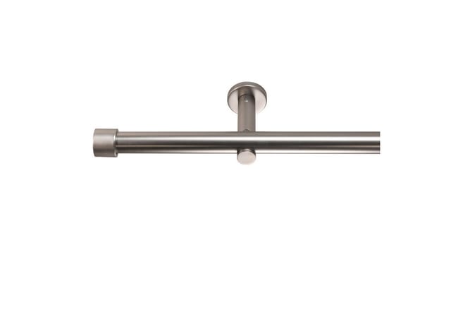 Deco-Raum Gardinenstange nach Maß 1-Lauf Kappe Ø 25mm Edelstahl-optik 60cm
