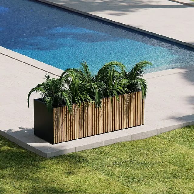 Herstera Garden Pflanzkübel Deco Planter L 50 x 150 x 50 cm Schwarz-Natur FSC®