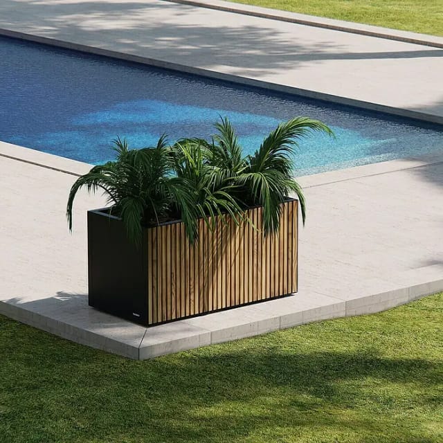Herstera Garden Pflanzkübel Deco Planter M 50 x 100 x 50 cm Schwarz-Natur FSC®