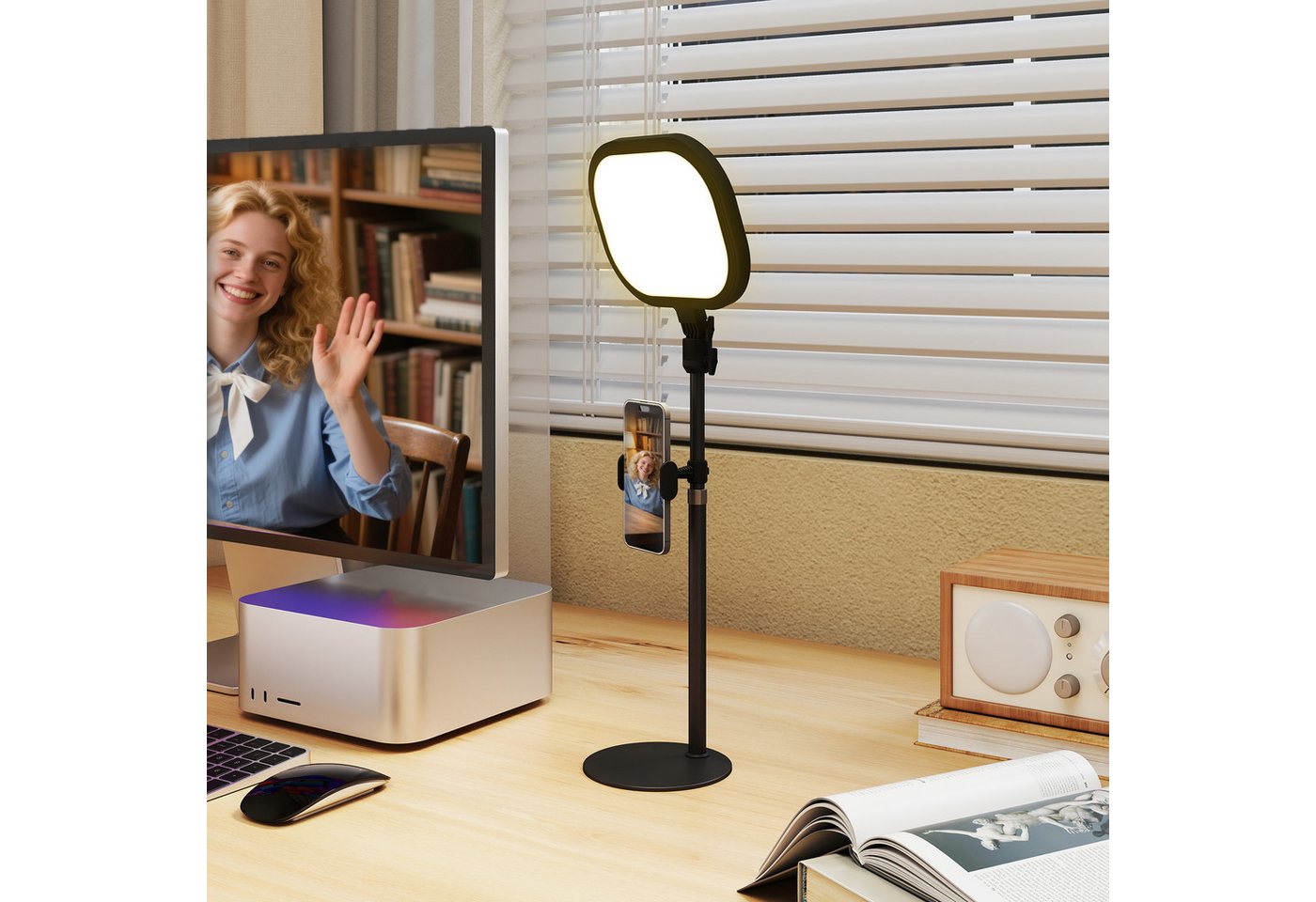 HOMCOM Tischlampe Tischleuchte mit Telefonhalterung 5 Farbmodi & 10 Helligkeitsstufen Bild 4