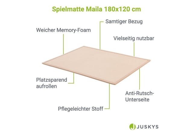 Juskys Kinder Spielmatte Maila 180 x 120 cm Beige