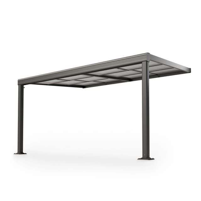 Juskys Terrassendach Jakarta 4x3m mit Polycarbonatplatten Dunkelgrau