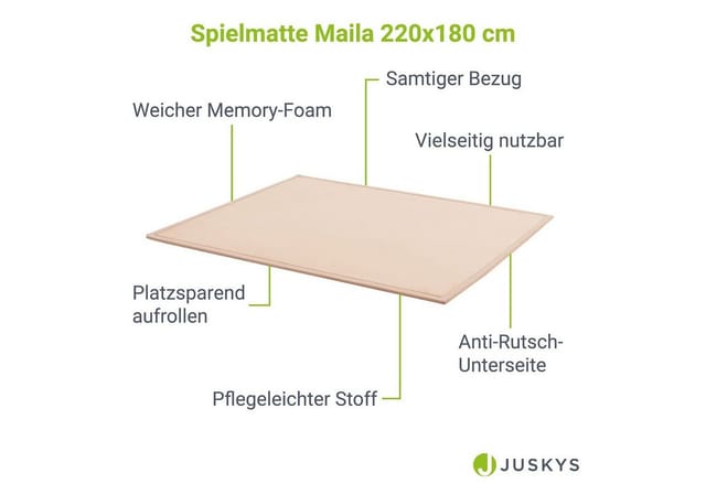 Juskys Kinder Spielmatte Maila 220 x 180 cm Beige