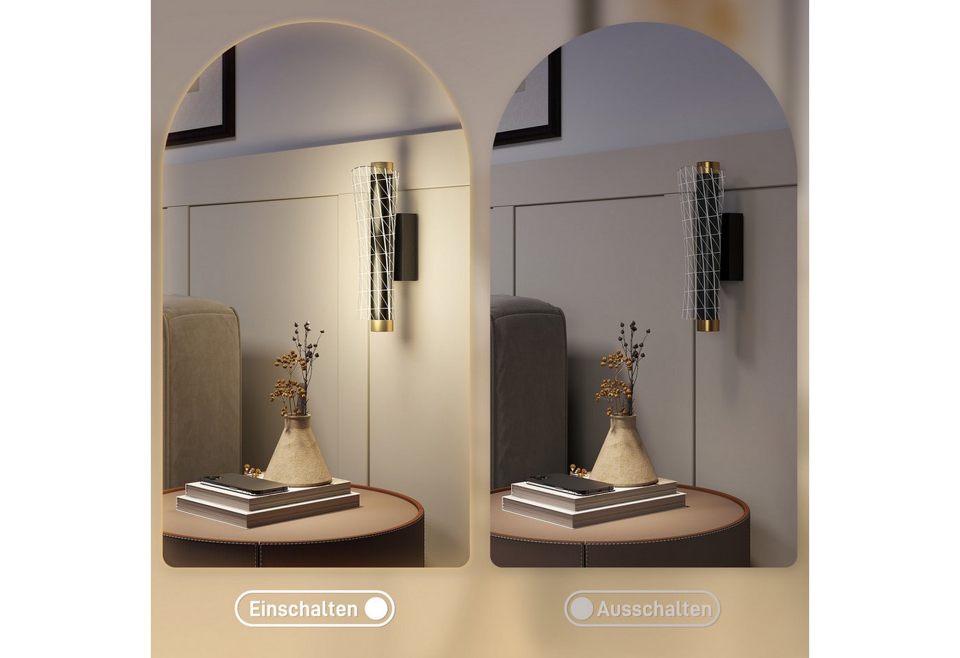 HOMCOM 2er Set Wandleuchte Innen Wandlampe mit LED Lichte Gitterdesign