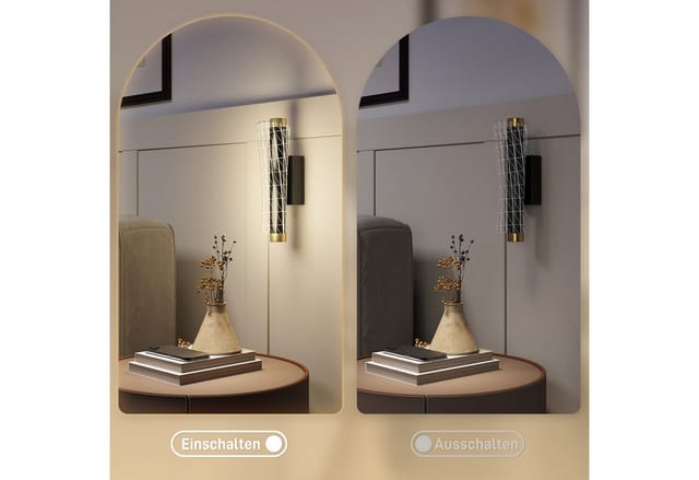 HOMCOM 2er Set Wandleuchte Innen Wandlampe mit LED Lichte Gitterdesign