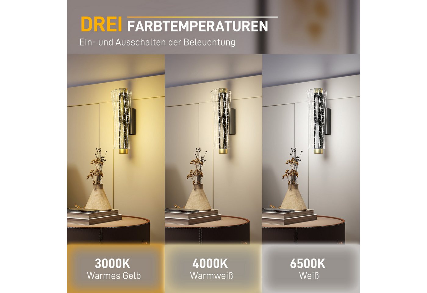 HOMCOM 2er Set Wandleuchte Innen Wandlampe mit LED Lichte Gitterdesign Bild 5