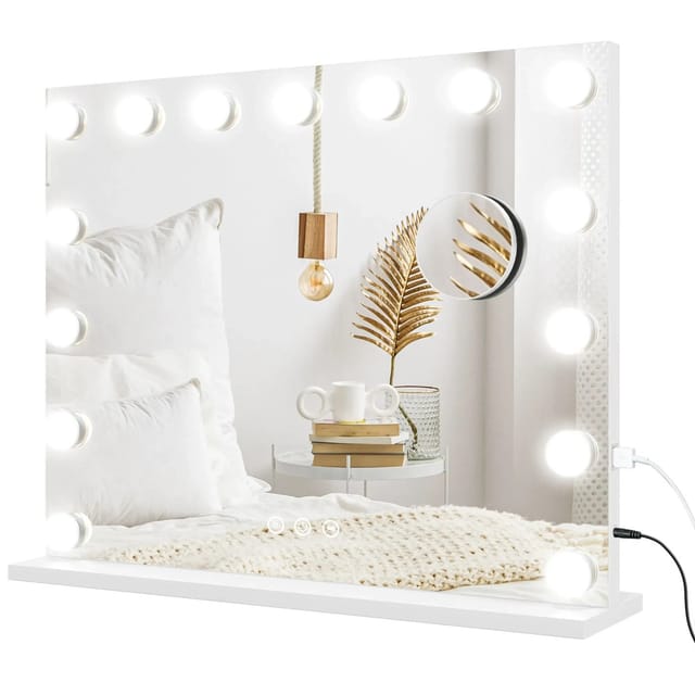 HOMCOM Hollywood Spiegel mit Beleuchtung mit 15 LED Licht Kosmetikspiegel