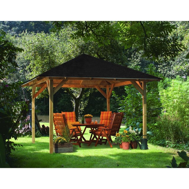 CHILLROI Pavillon Jalingo 1 Set KDI Inklusive Schindeln Schwarz Premium