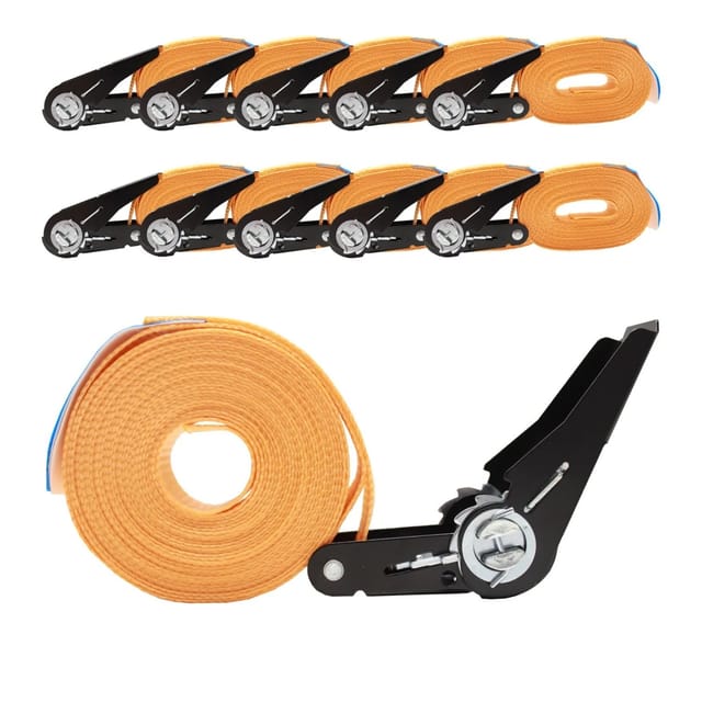 TRUTZHOLM 10x Spanngurt mit Ratsche 6m Einteilig 800kg 0,8t Orange
