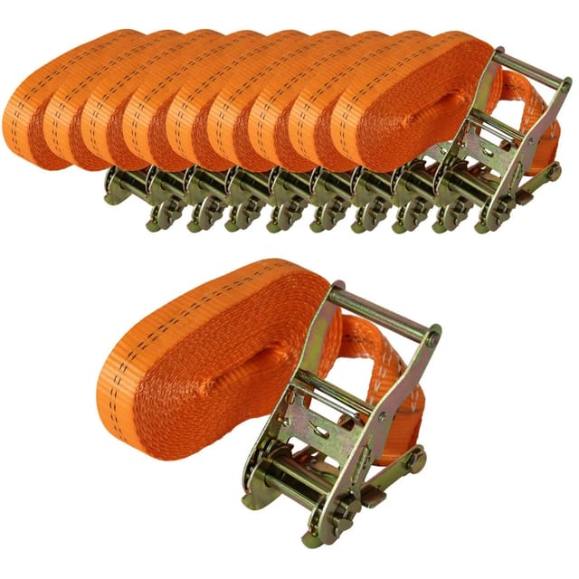 TRUTZHOLM 10x Profi Ratschen Spanngurt 1 Teilig 6m 2t 2000kg TÜV GS Orange