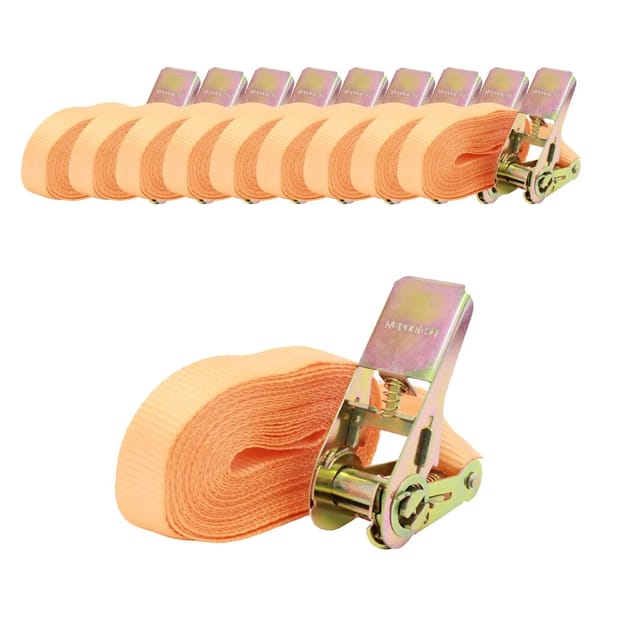 TRUTZHOLM 10x Spanngurt mit Ratsche 1 Teilig 4m 800kg TÜV GS Wetterfest Robust Orange