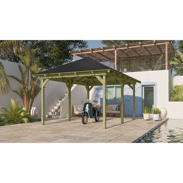 CHILLROI Pavillon Jalingo 2 Set KDI Inklusive Schindeln Schwarz Premium