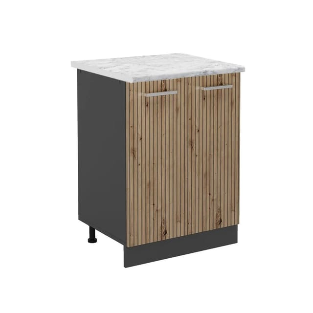 Vicco Küchenunterschrank R-Line Artisan-Eiche Anthrazit 60 cm AP Marmor mit Anthrazit Korpus